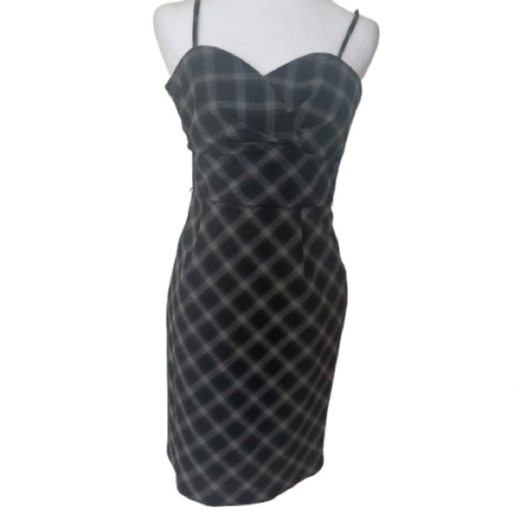 White House Black Market Black and Gray Sheath Mini Dress
